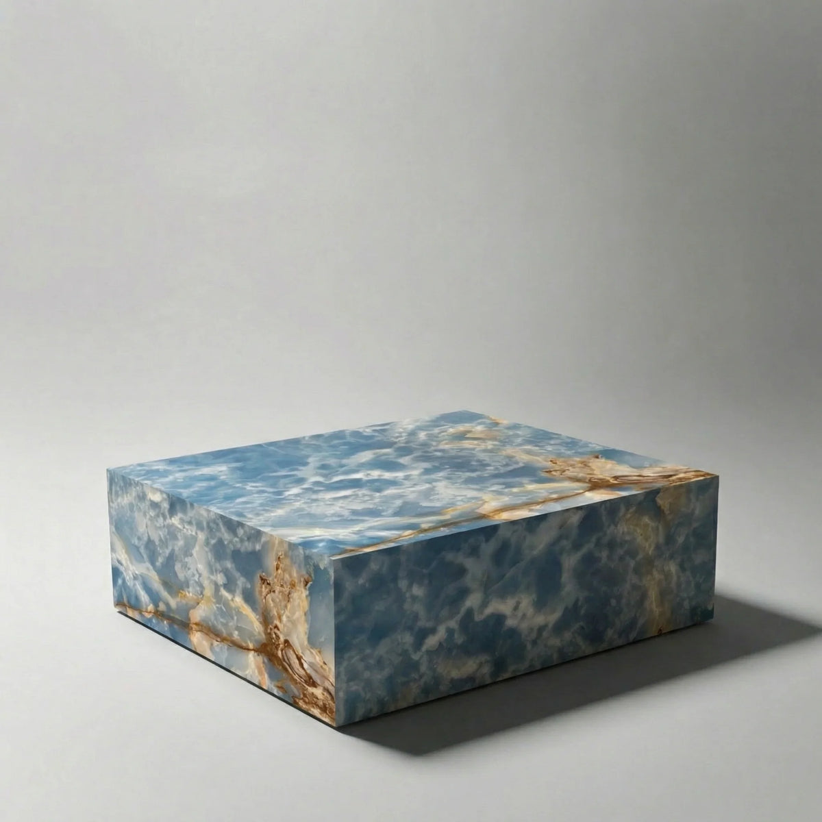 The Cube Coffee Table in Ocean Blue Onyx