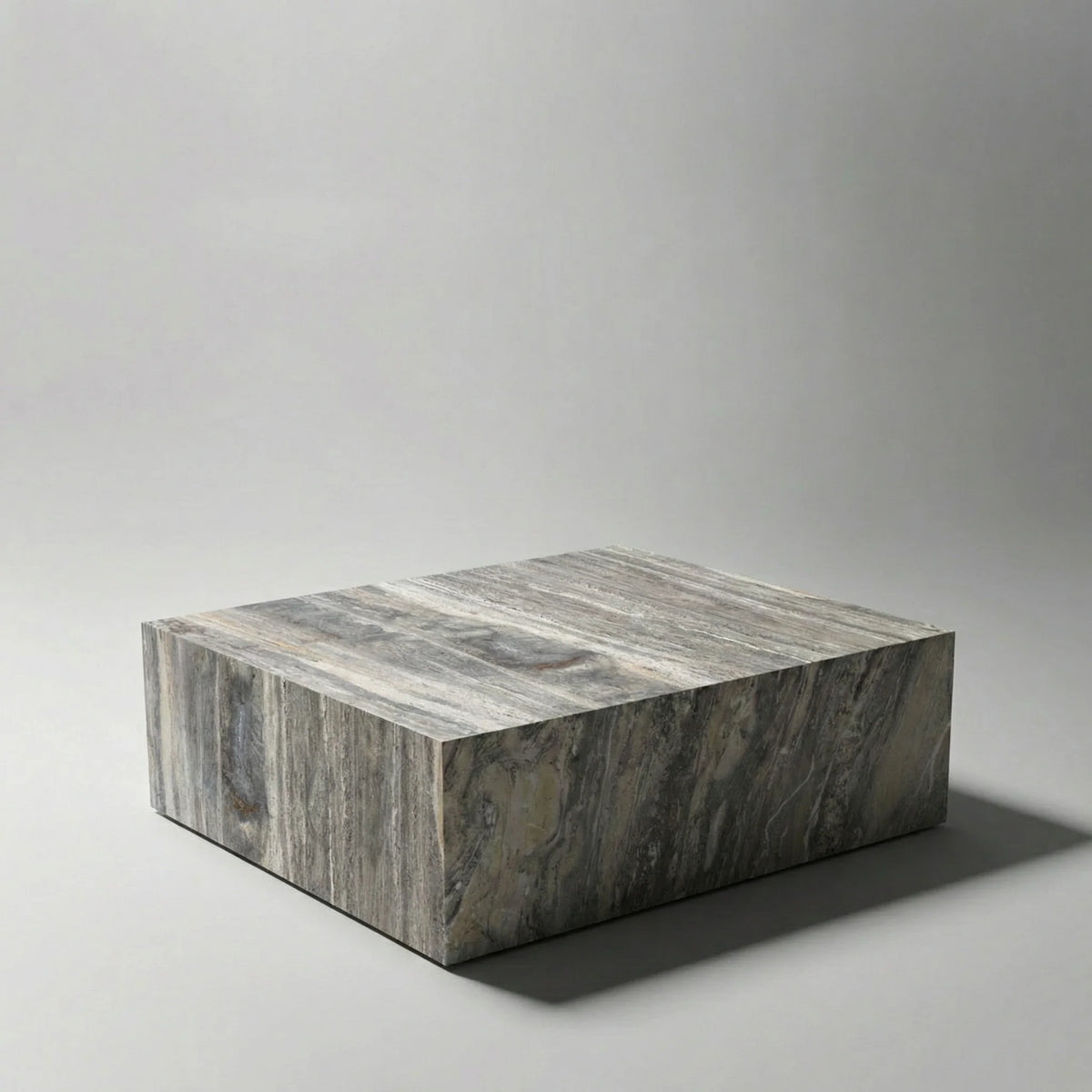 The Cube Coffee Table in Silver Travertine