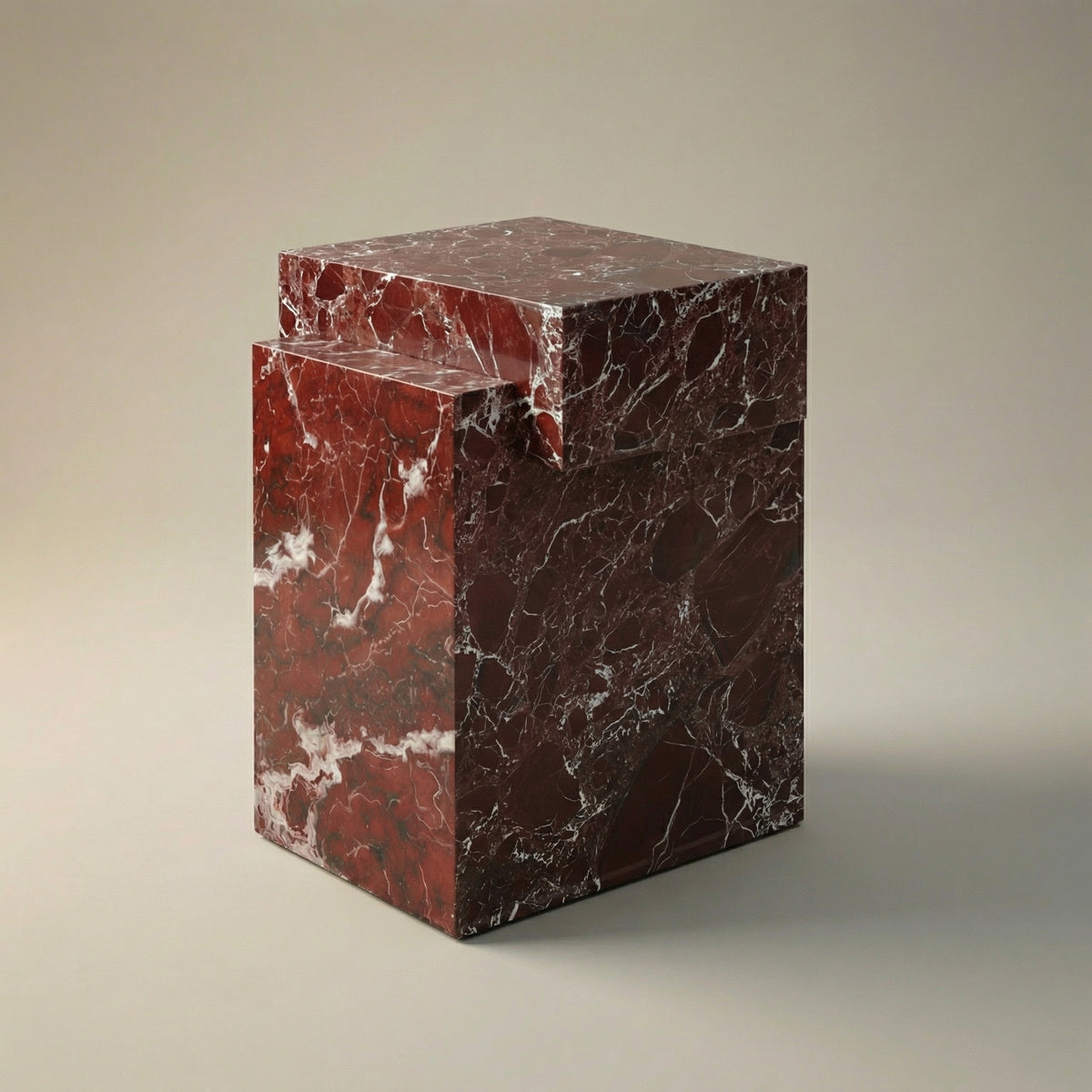 Alma Side Table in Rosso Levanto Marble