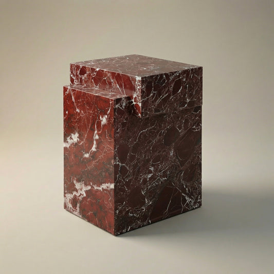 Alma Side Table in Rosso Levanto Marble