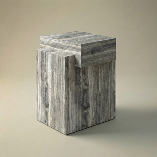 Alma Side Table in Silver Travertine