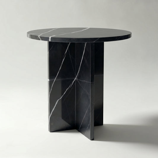 Chic Side Table in Black Zebra Marble