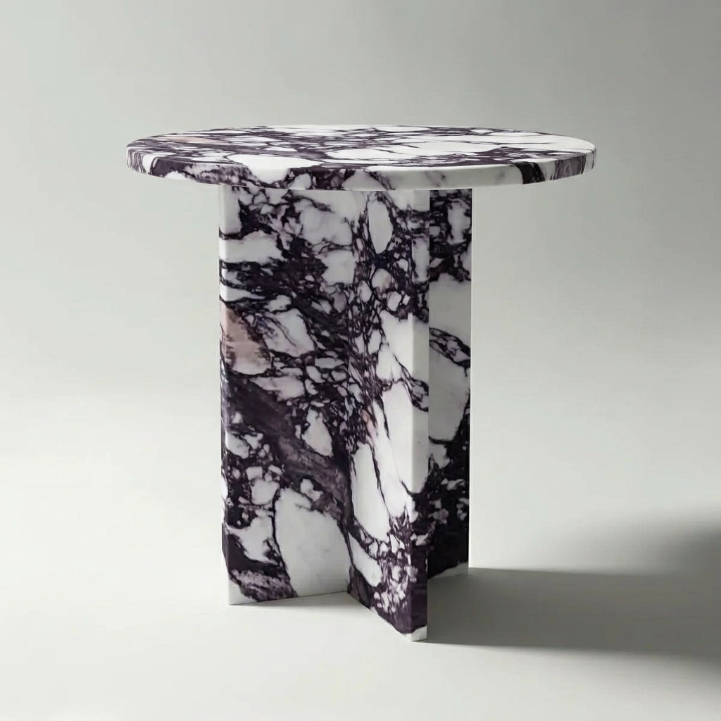 Chic Side Table in Calacatta Viola Marble