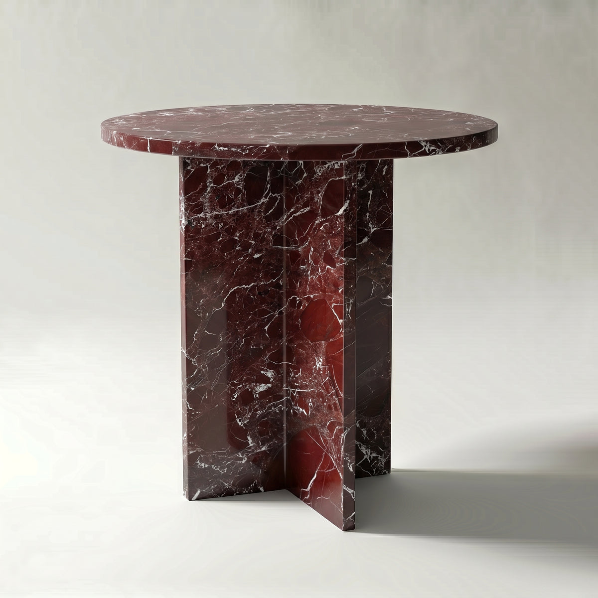 Chic Side Table in Rosso Levanto Marble